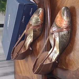 Johansen Alicia Womens 8.5 metallic warm bronze gold gray dress heel shoes